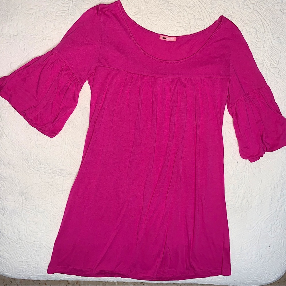 Max Rave bubble sleeve pink tunic